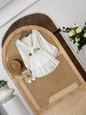 Vual Kumaş Kat Etekli Beli Lastikli Şort Astarlı Etek