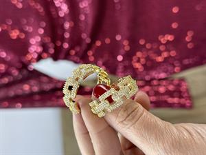 Xuping Özel Seri Zirkon Taşlı Büyük Halka Küpe 