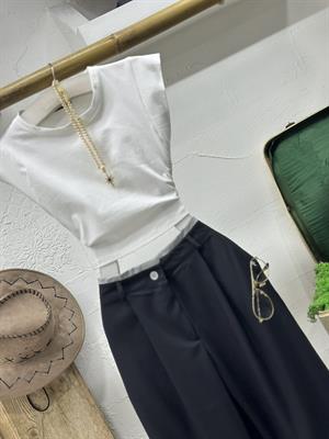 Yuvarlak Yaka Sıfır Kol Premium Crop