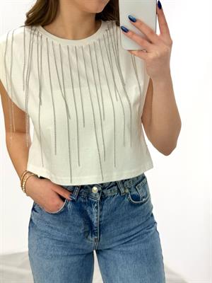 Zincir Detay Vatkalı T-shirt 