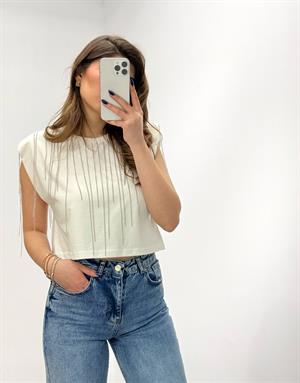 Zincir Detay Vatkalı T-shirt 