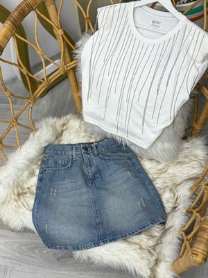 Zincir Detay Vatkalı T-shirt 