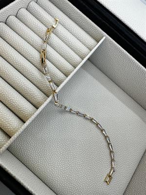 Zirkon Baget Taşlı Su Yolu Çelik Bileklik 