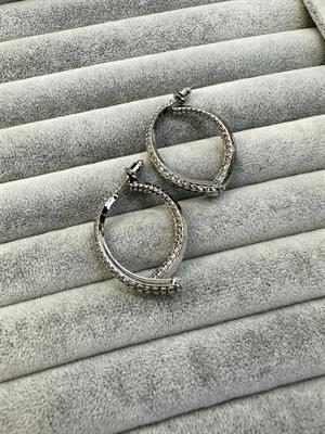 Zirkon Taşlı Tasarım Çift Parçalı  Halka Küpe 