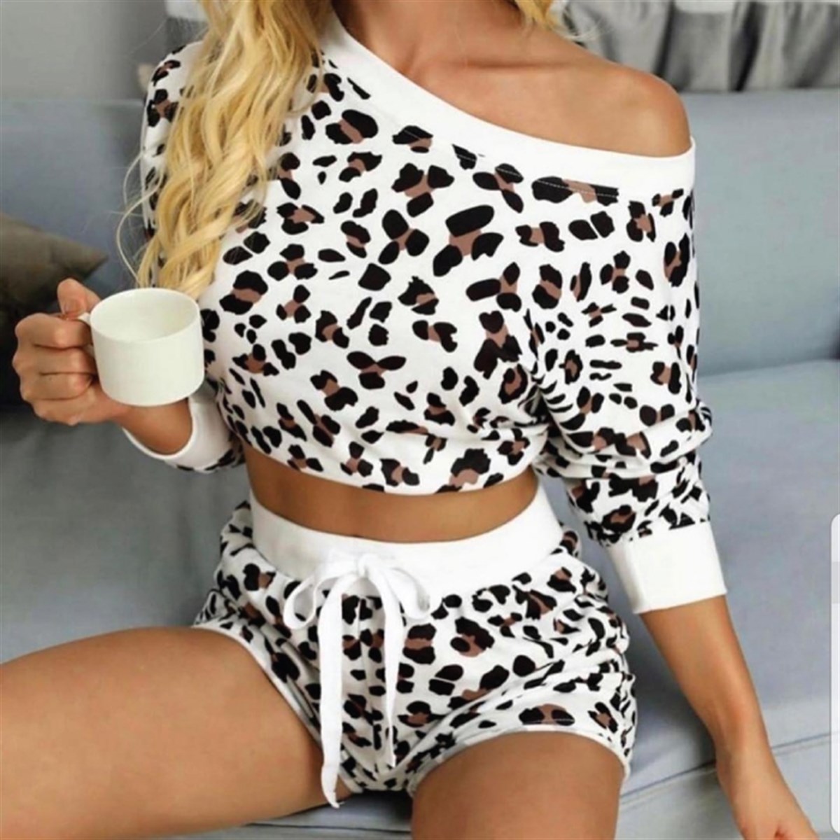  LEOPAR DESEN OTTOMAN KUMAŞ ŞORTLU TAKIM