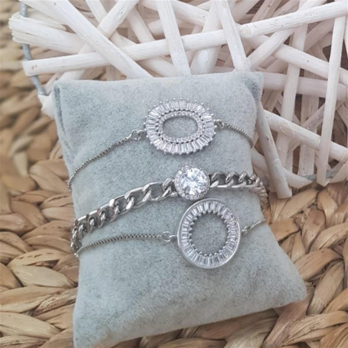  OVAL ZİRKON TAŞ SILVER ASANSÖRLÜ BİLEKLİK 