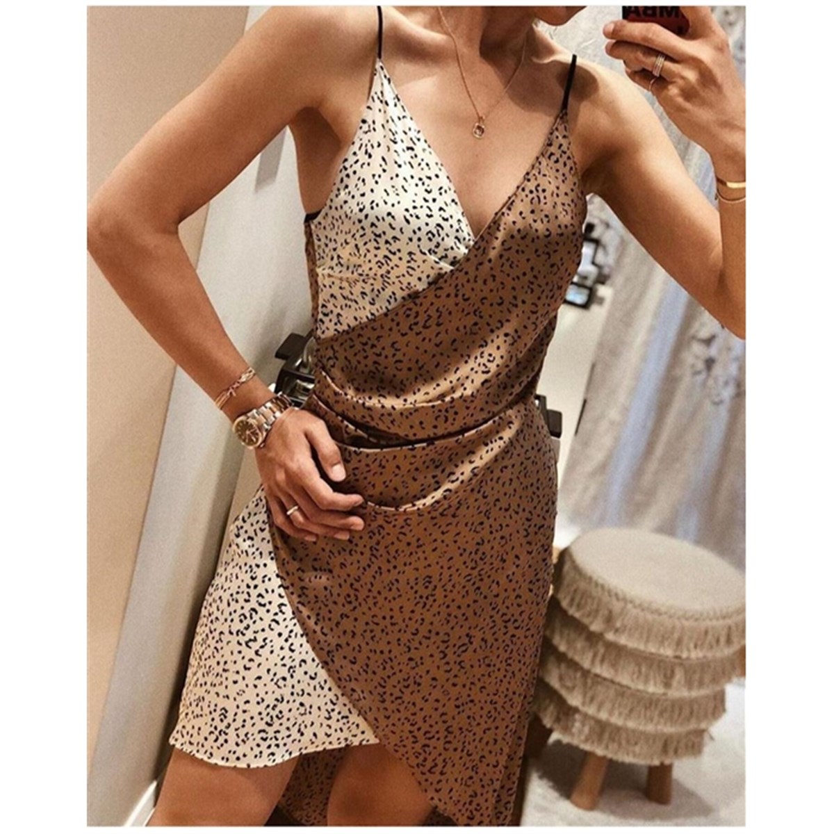 BABY SATEN KUMAŞ TASARIM ÇİFT RENKLİ ELBİSE