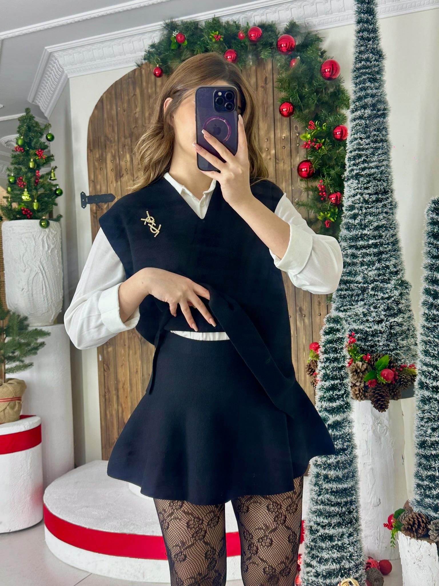 Beli Lastikli Volan Duruşlu Triko Etek 