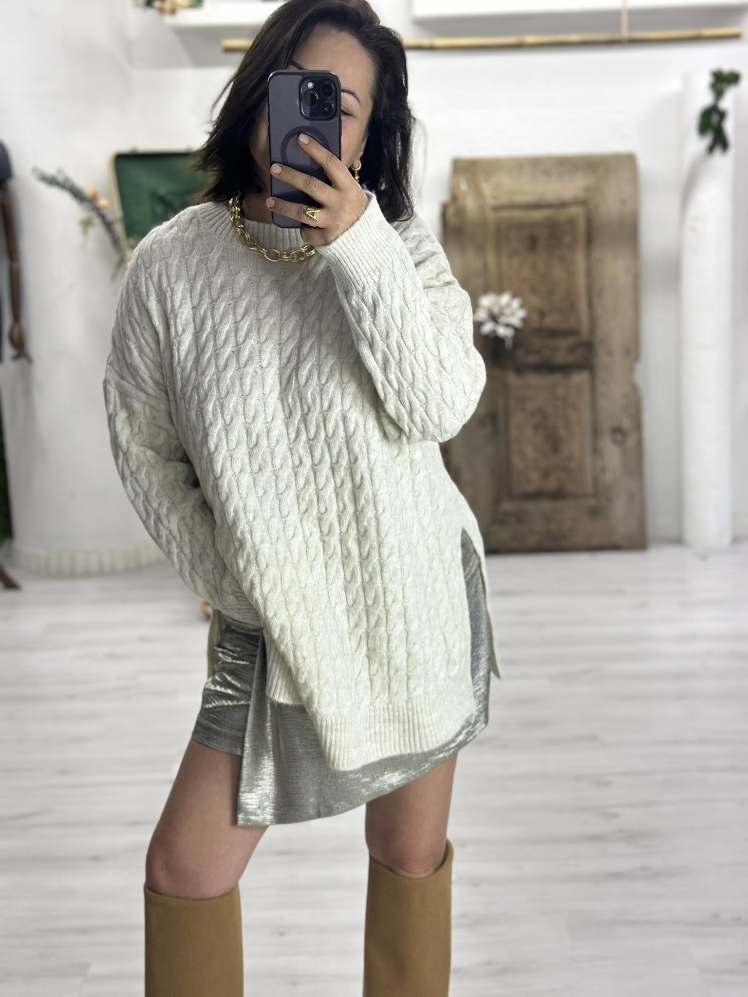 Bisiklet Yaka Örgü  Desen Triko Kazak