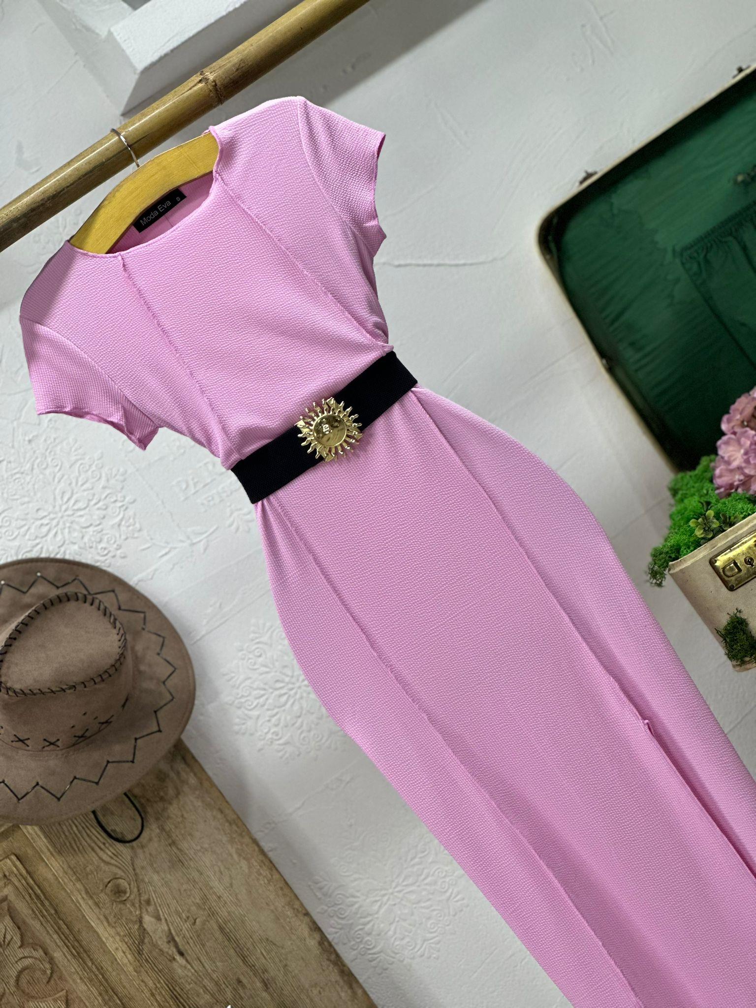 Burgu Kumaş Ters Dikiş Detaylı Uzun Elbise