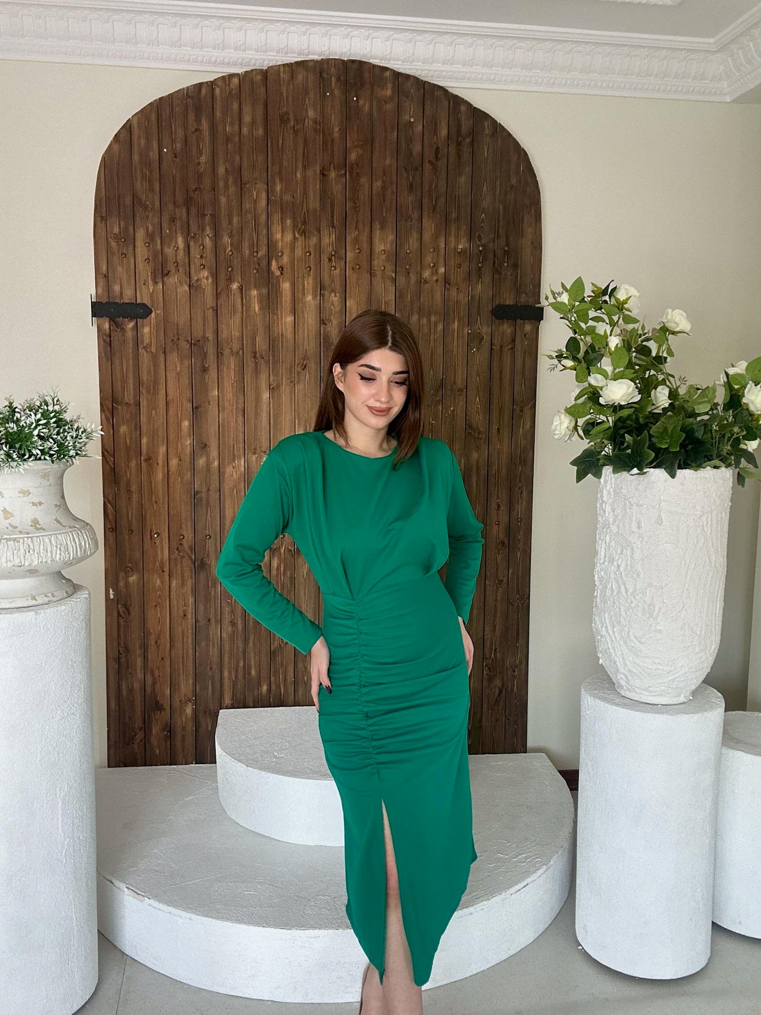 Crep Dokuma Kumaş Drape Detaylı Tasarım Elbise