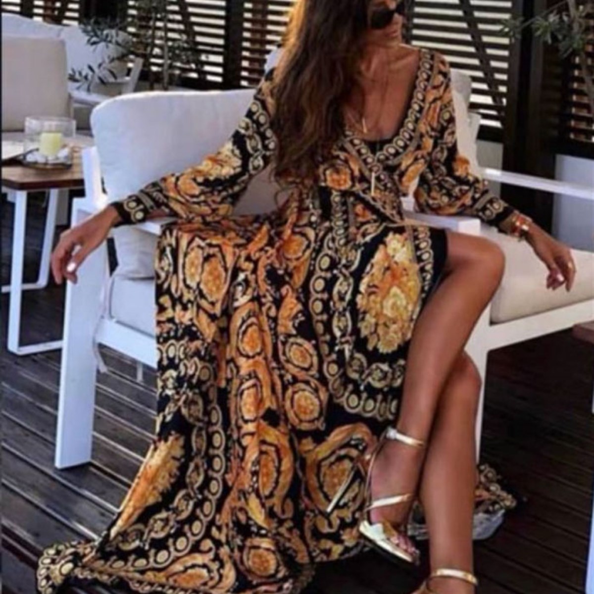DESENLİ TASARIM JENİFER KUMAŞ ANVALOP ELBİSE