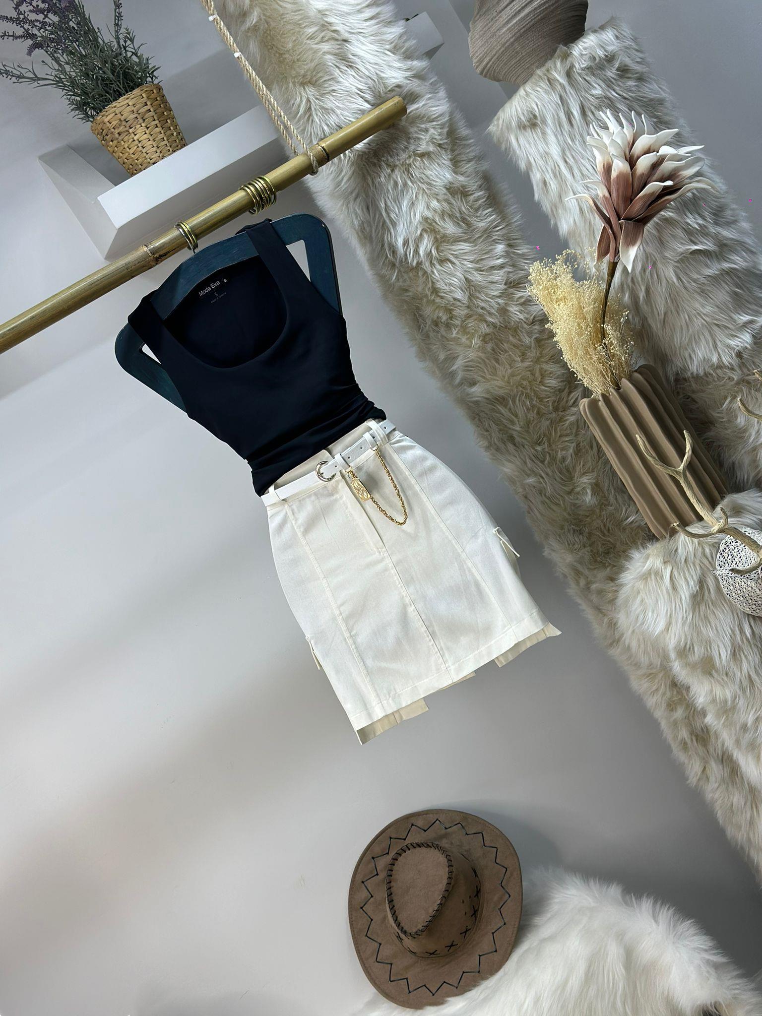 Gabardin Kumaş Kargo Cep Detaylı Etek (Kemer Dahil Değildir)