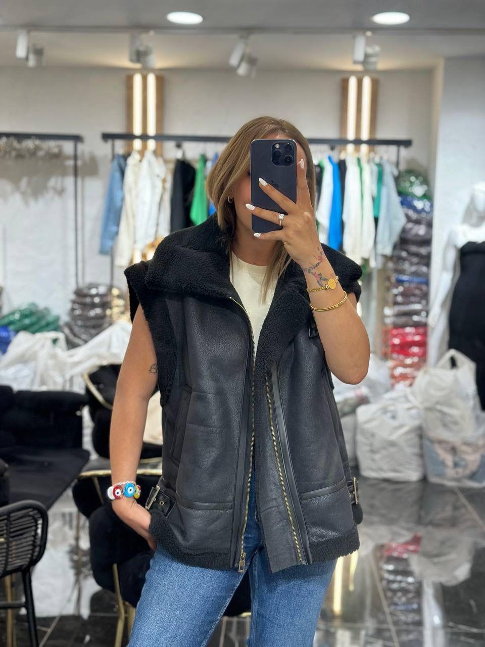 İçi Kürklü Premium Kalite Deri Yelek