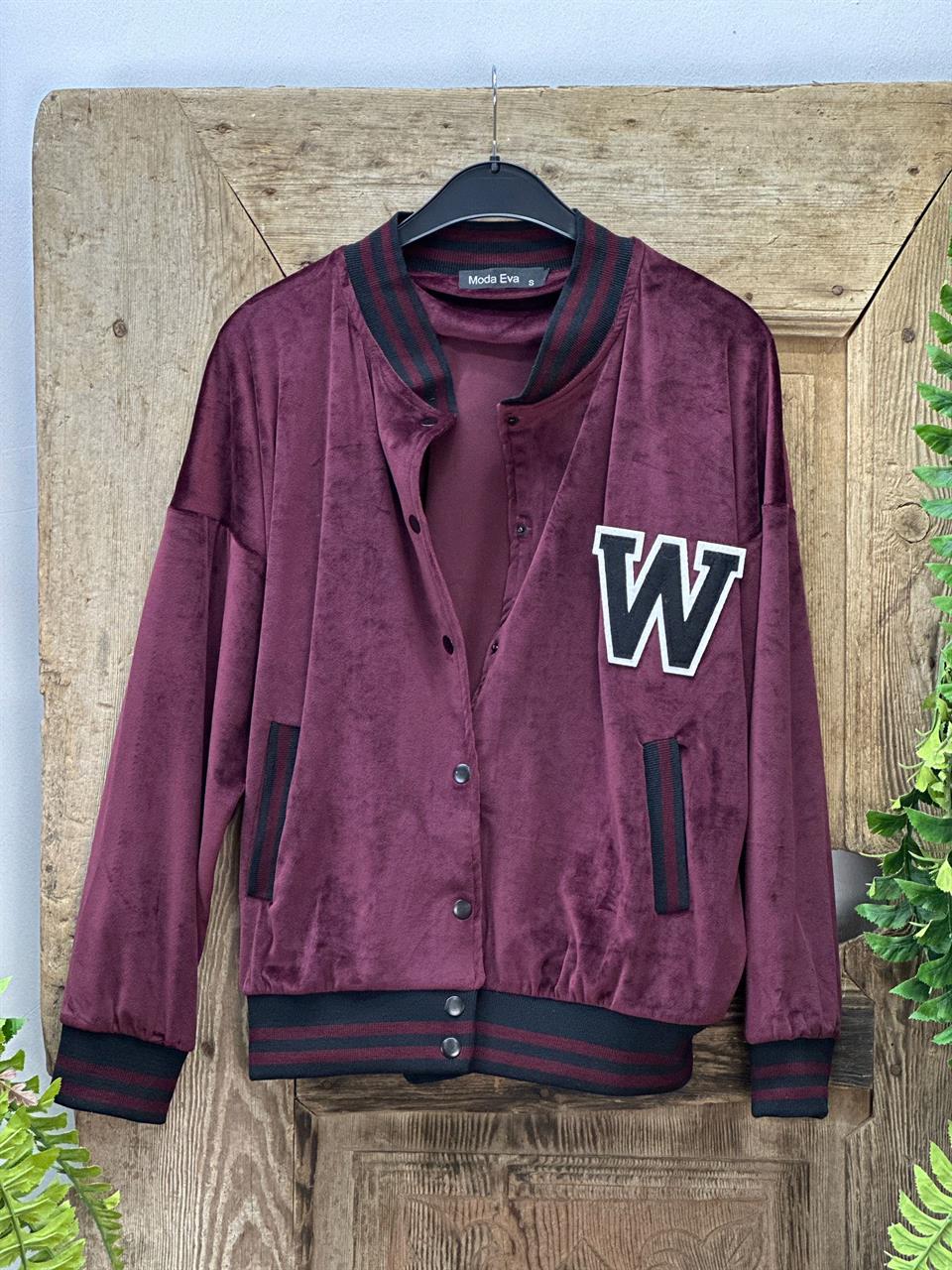 Kadife Kumaş Ribana Detay Kolej Ceket