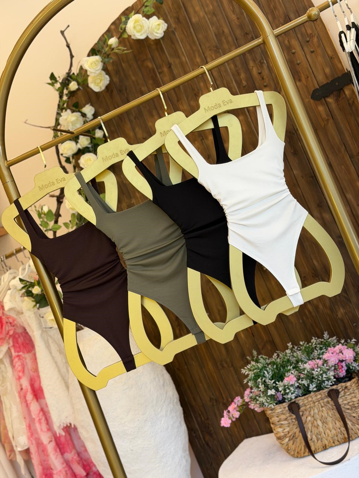 Kare Yaka Bodysuit Haki