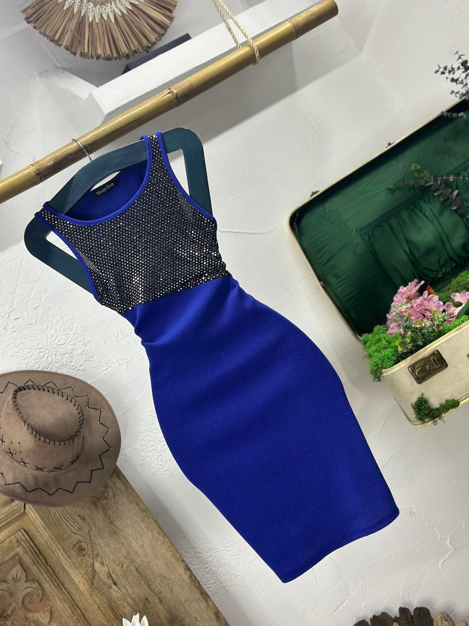 Kaşkorse Kumaş Ayna Payetli Elbise