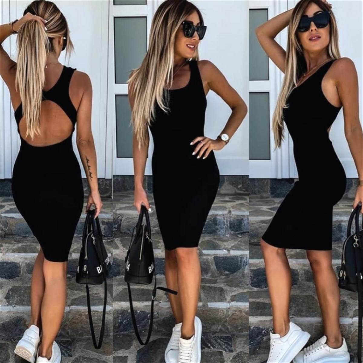 KAŞKORSE KUMAŞ SIRT DETAY KALEM ELBİSE