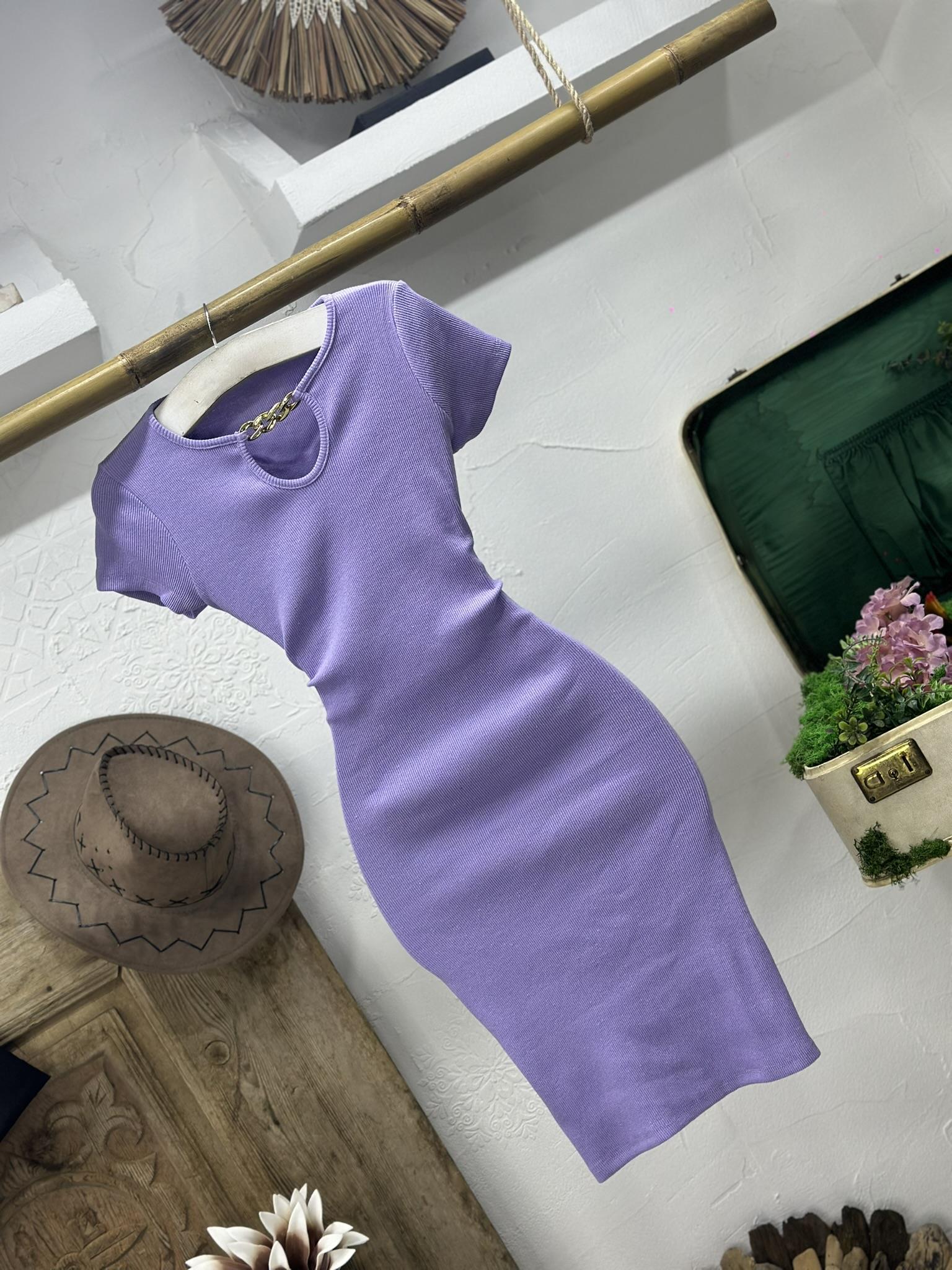 Kaşkorse Kumaş Zincir Detay Kalem Elbise