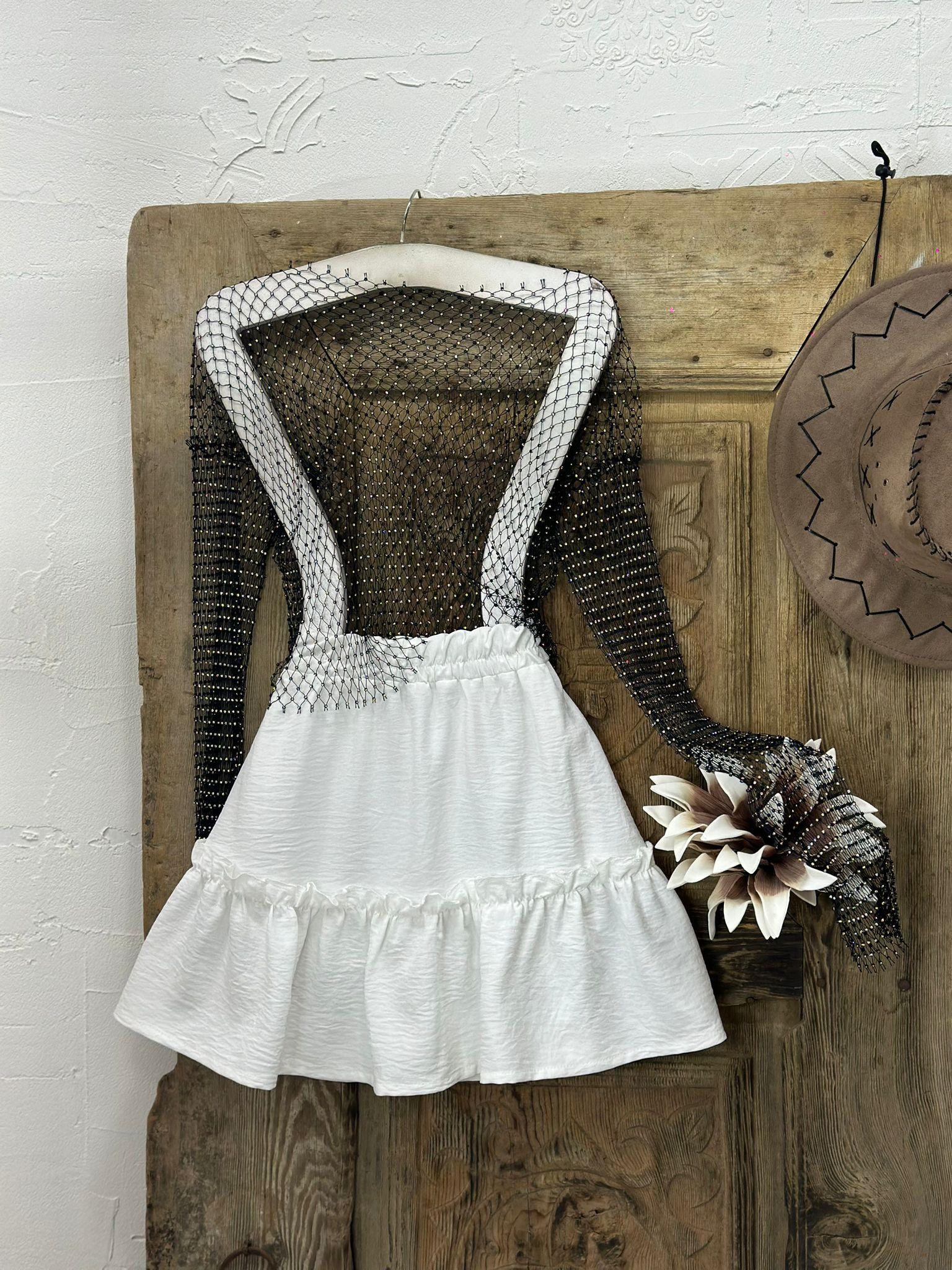 Keten Kumaş Beli Lastikli Fırfırlı Etek