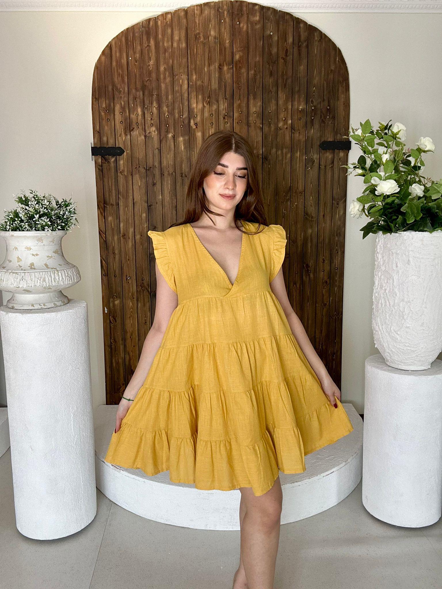 Keten Kumaş Rahat Elbise