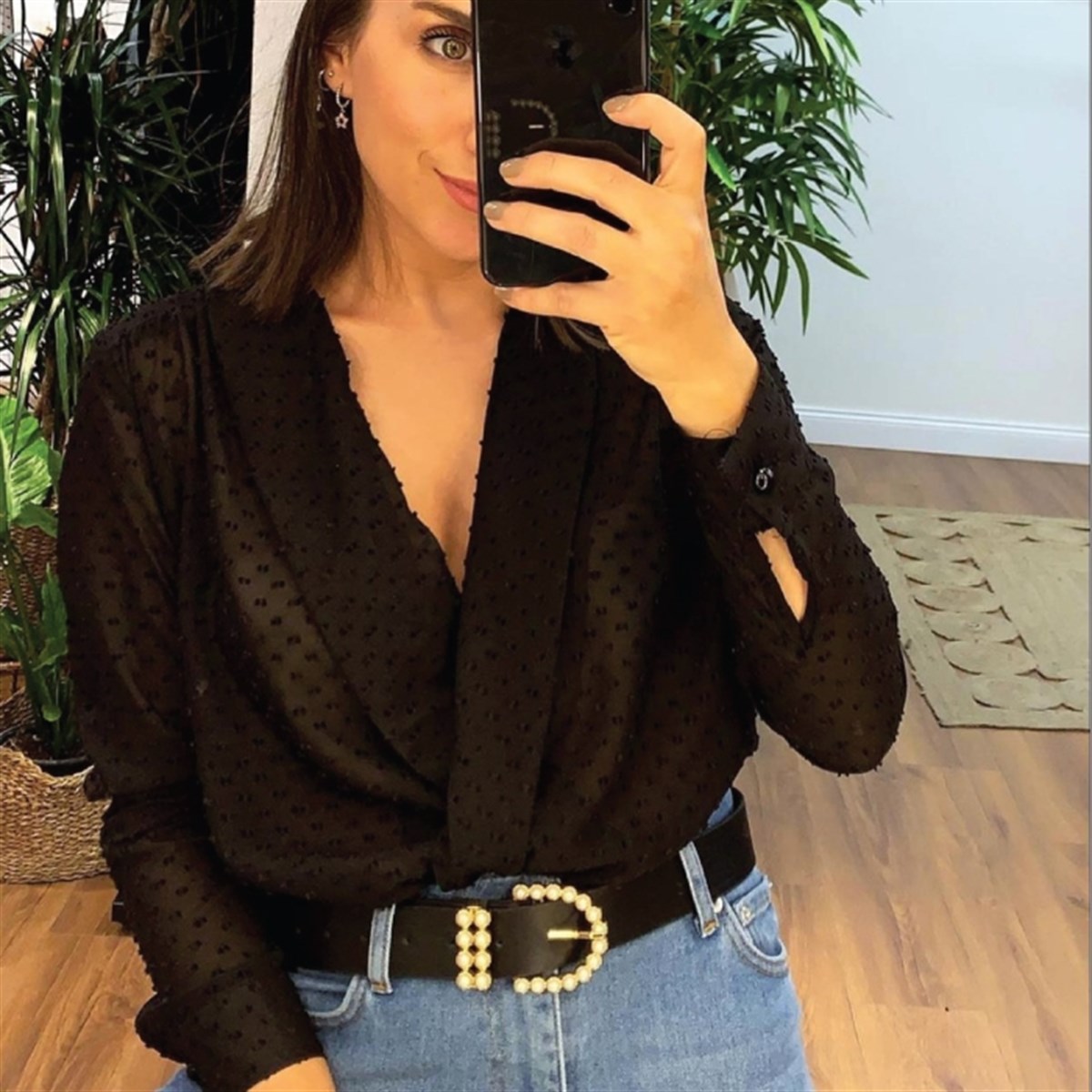 KRUVAZE YAKA KENDİNDEN PUANLI BODYSUİT 