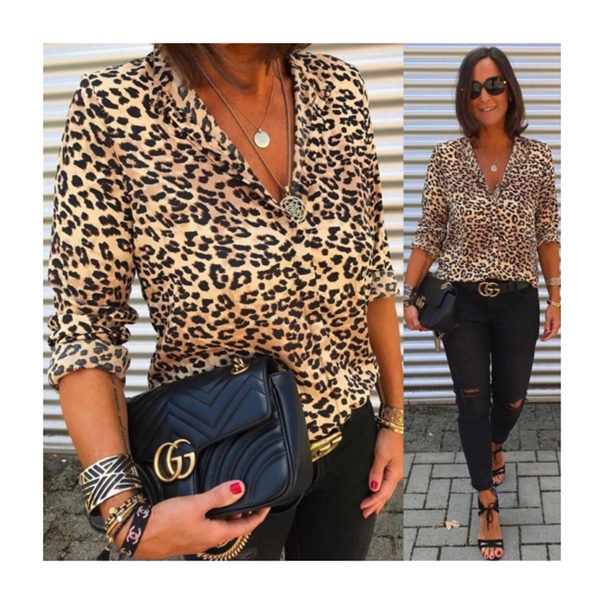 LEOPAR DESEN BELMANDO KUMAŞ GÖMLEK