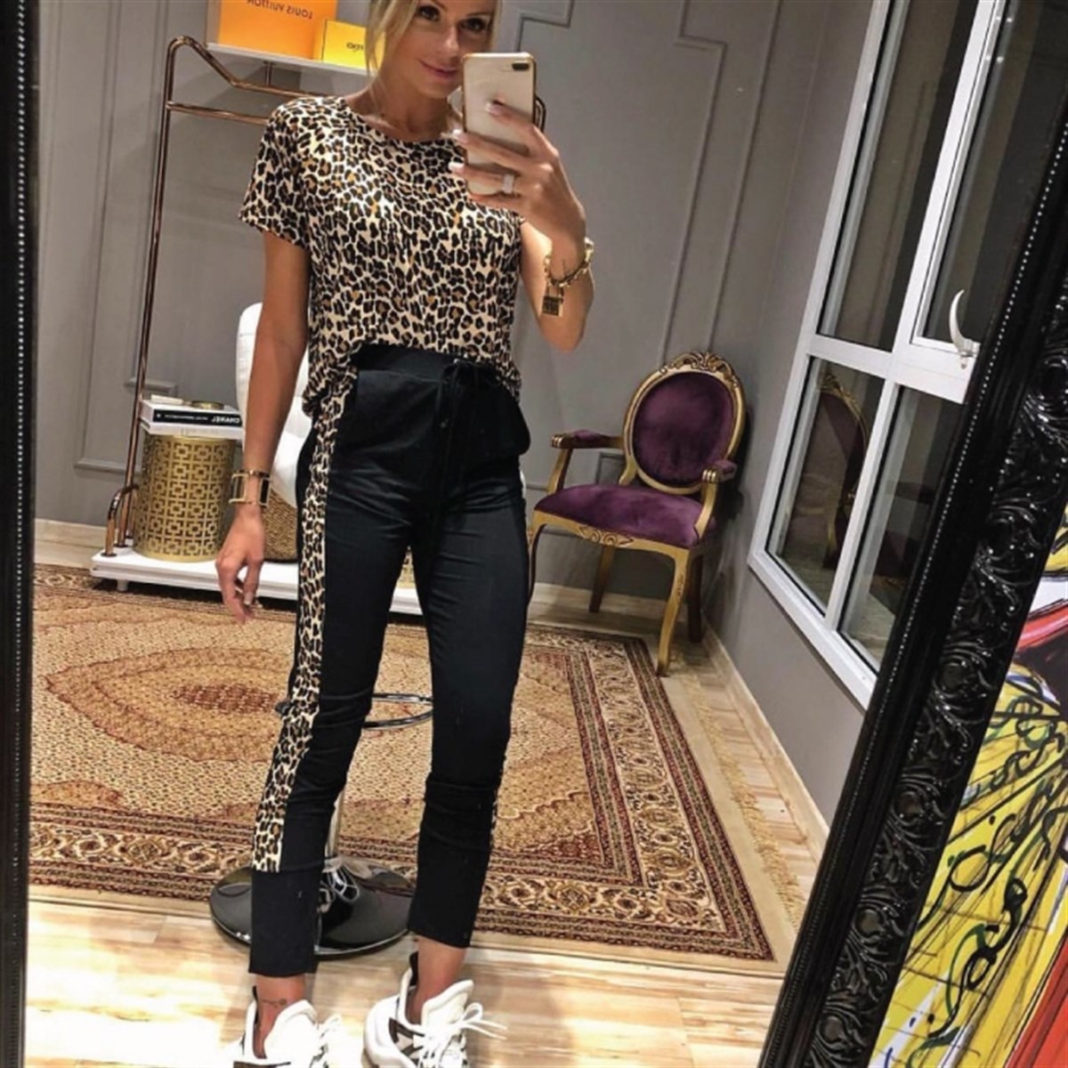LEOPAR DESEN İKİ İPLİK KUMAŞ EŞOFMAN TAKIM