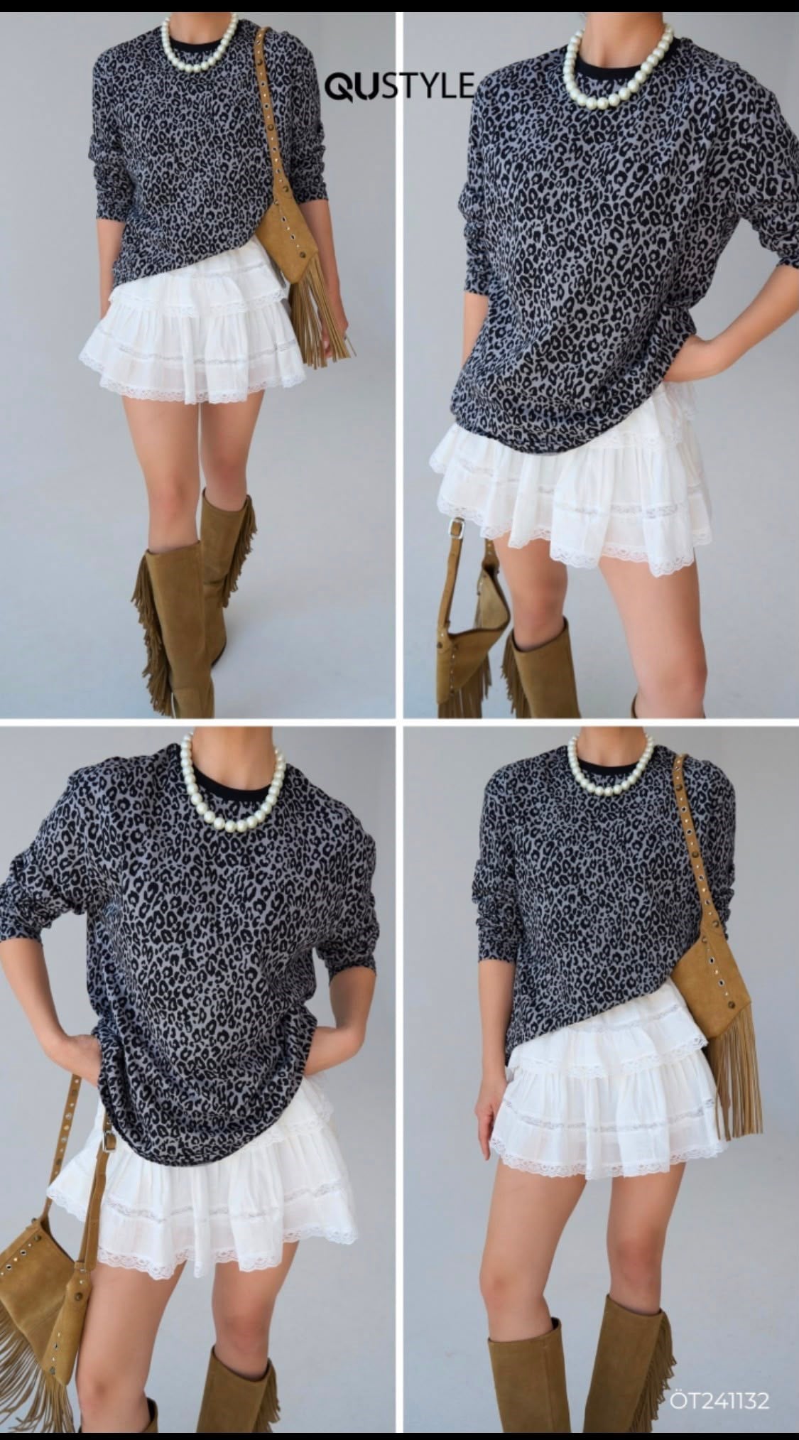 Leopar Desen Oversize T-shirt 