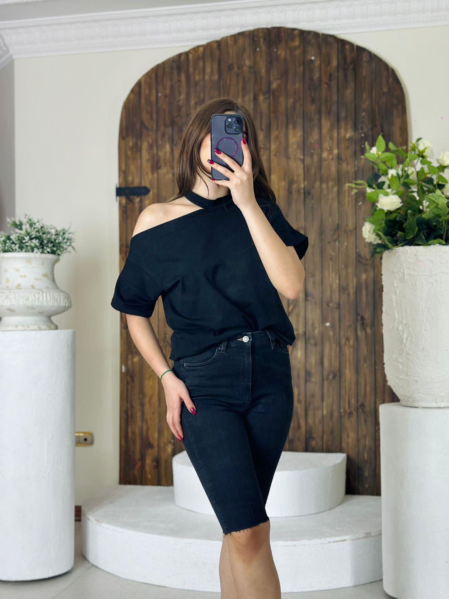 Likralı Jean Kumaş Biker Şort 