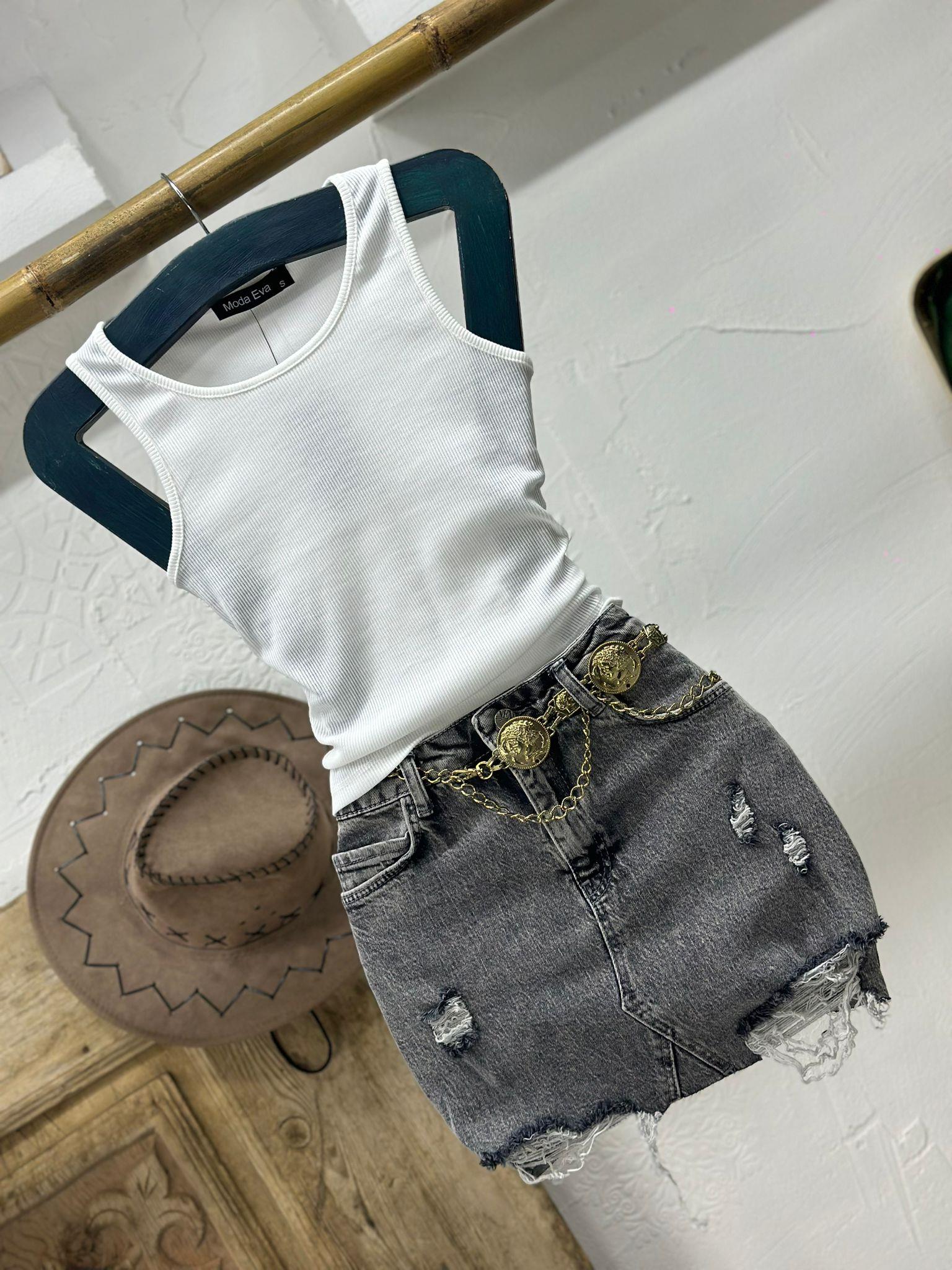 Likralı Kaşkose Kumaş Basic Kolsuz Tshirt 