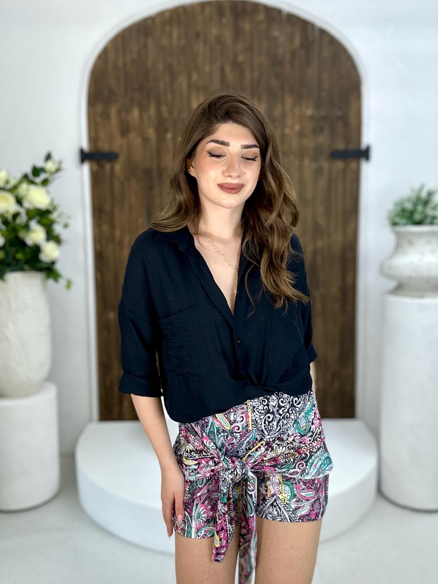 Likralı Micro Kumaş Bağlama Detay Şort Mor