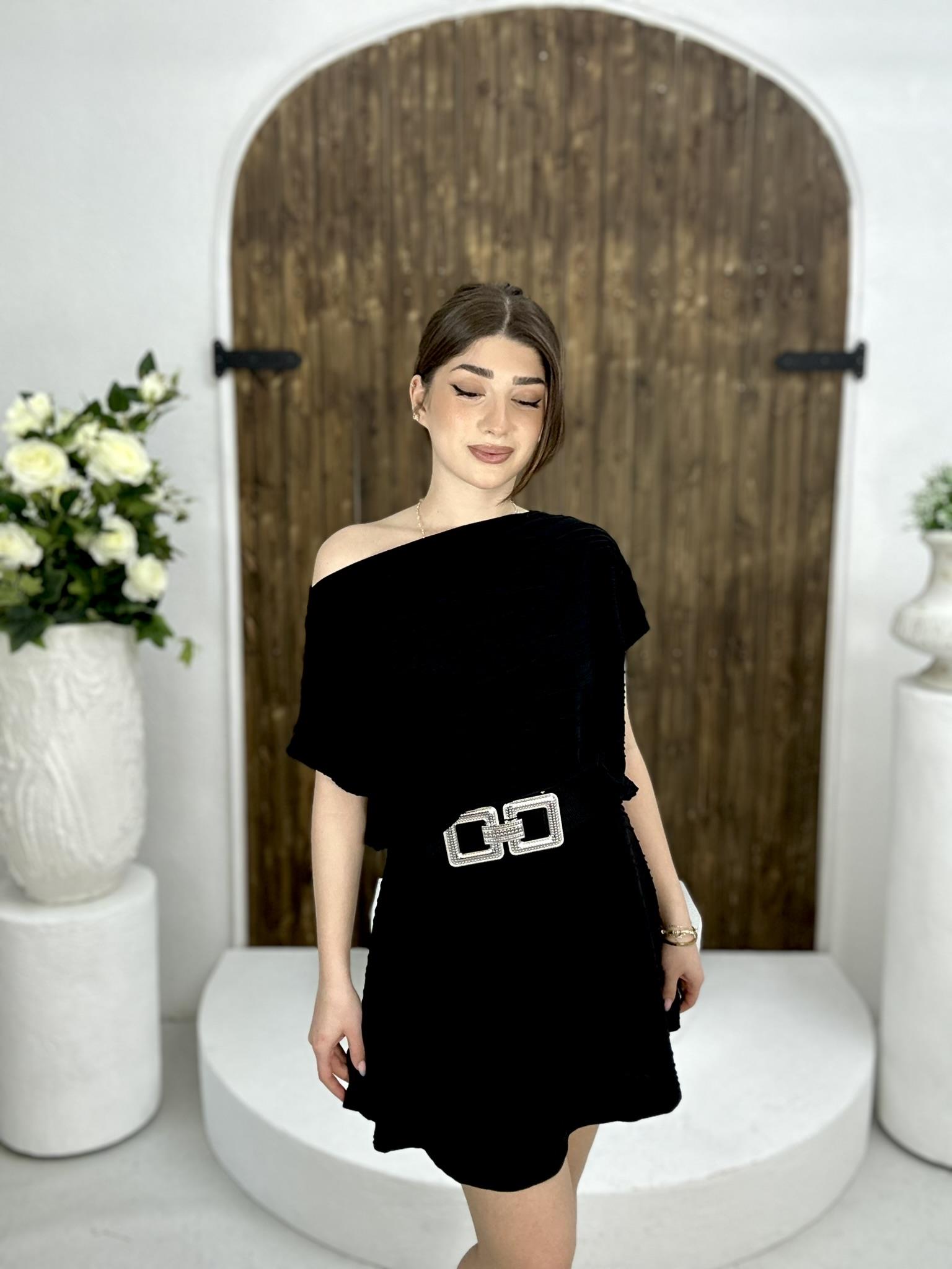 Örme Kumaş Kloş Etek&Kayık Yaka Bluz İkili Takım