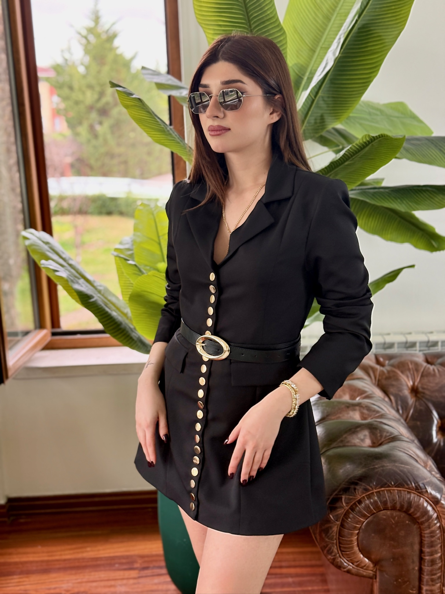 Premium Aktif Pat Düğmeli Ceket Elbise 