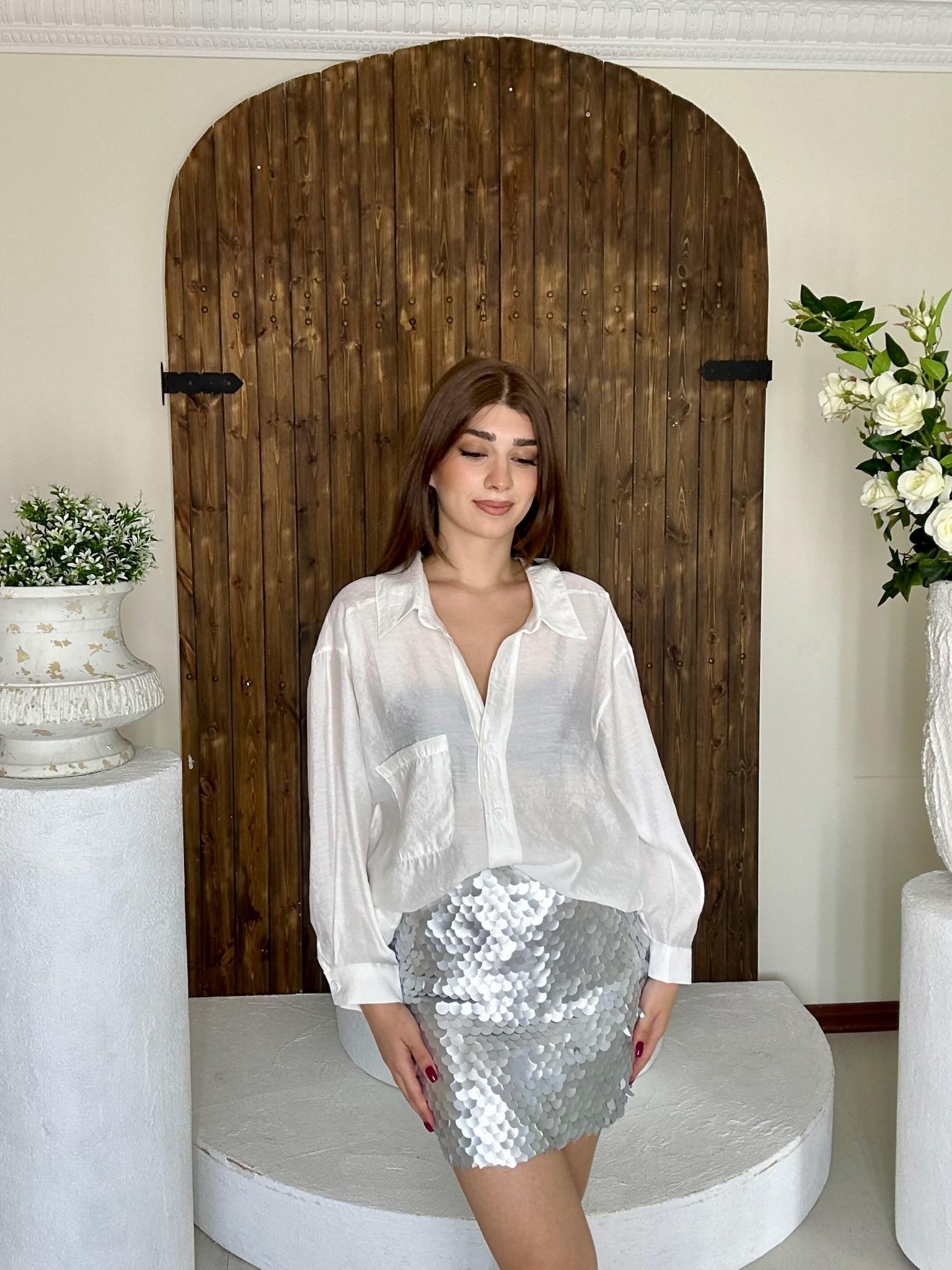 Pul Payet Astarlı Likralı Mini Etek Gümüş