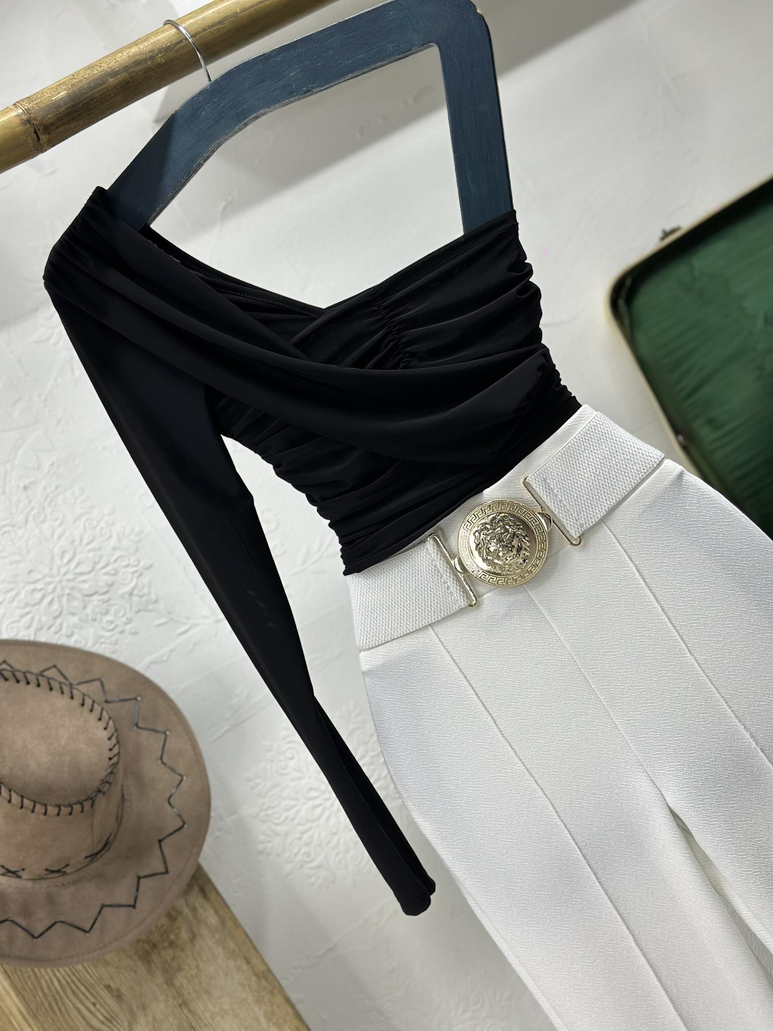 Sandy Kumaş Tek Kol Tasarım Bluz