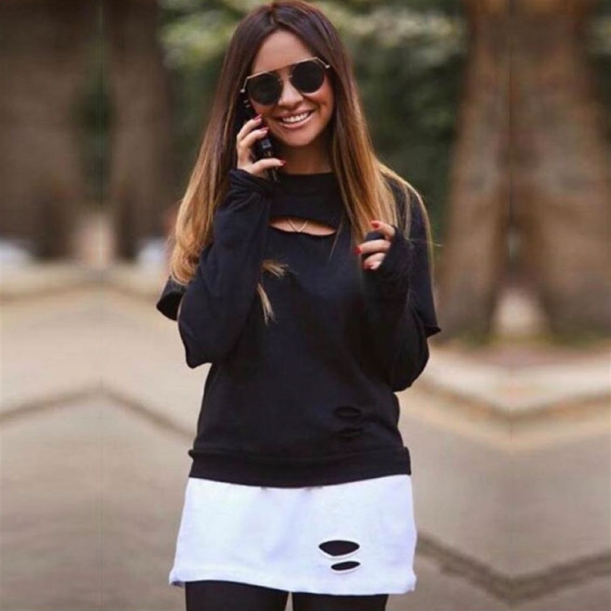 TSHİRT DETAY YIRTIK SWEAT