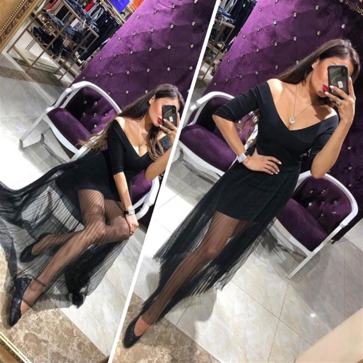 TÜL DETAYLI KAŞKORSE TASARIM ELBİSE