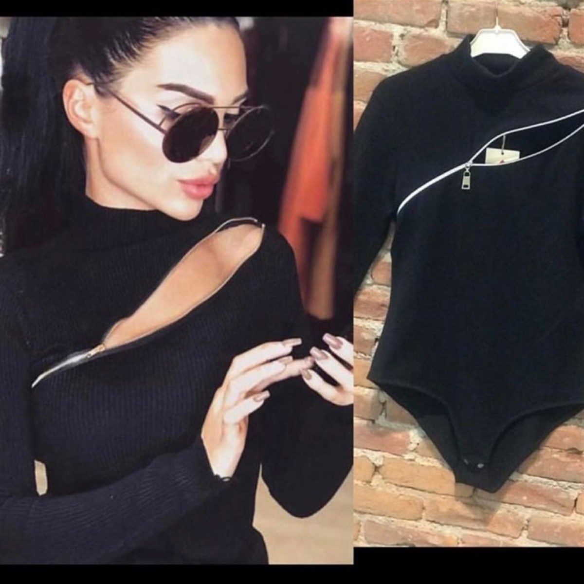 YAKA FERMUARLI BODYSUIT