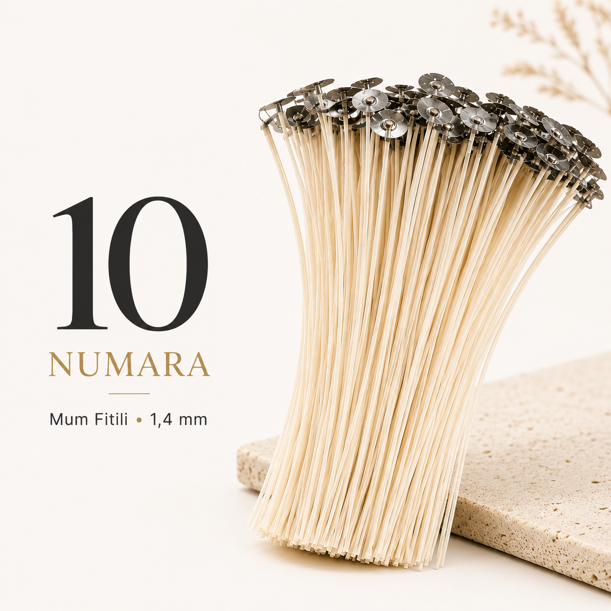10 Numara Mum Fitili (1,4 mm) – 4–5 cm Mumlar İçin | 100 Adet  