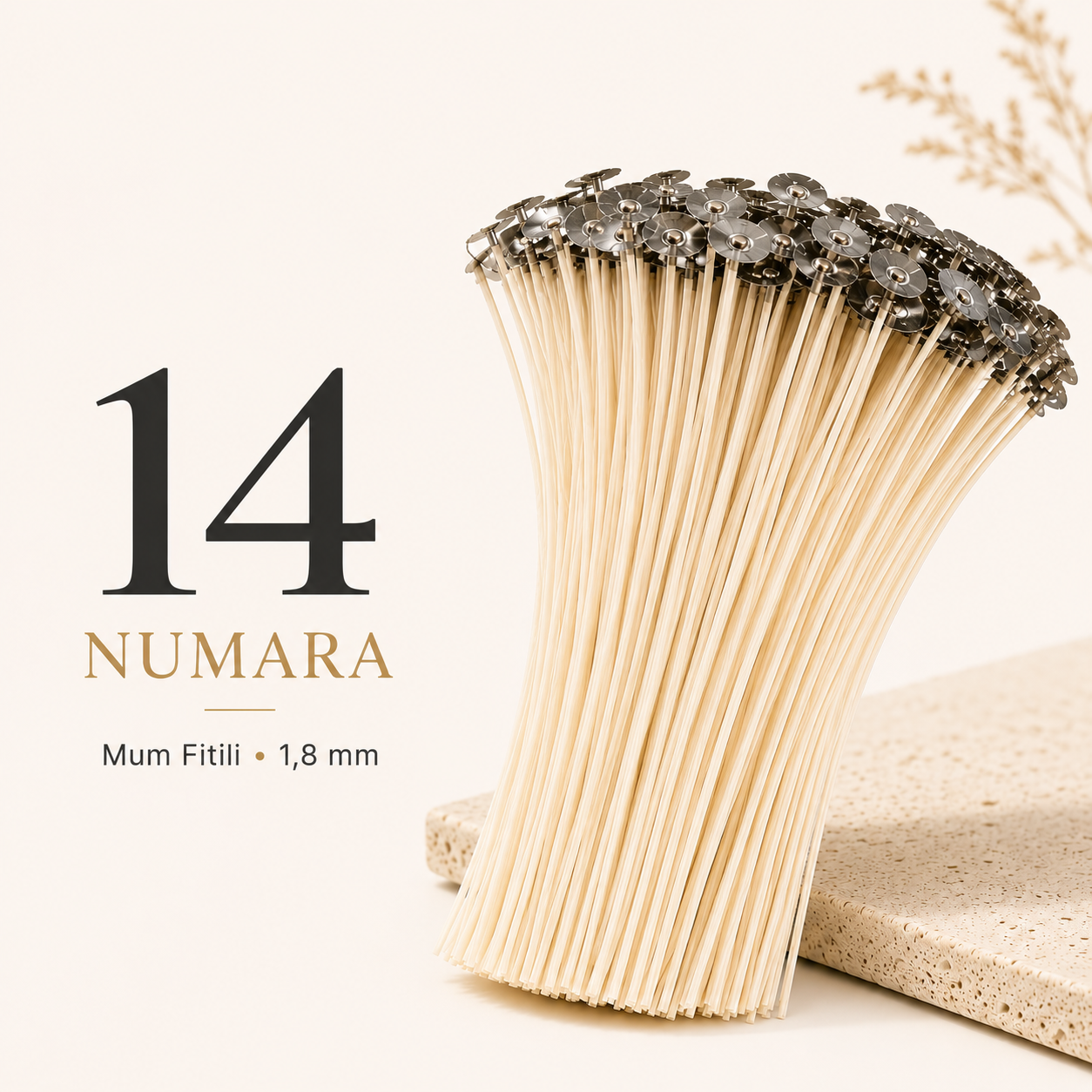 14 Numara Mum Fitili (1,8 mm) – 6–7 cm Mumlar İçin | 100 Adet