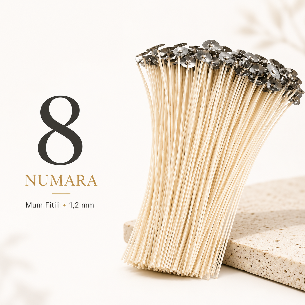 8 Numara Mum Fitili (1.2 mm) – 3–4 cm Mumlar İçin | 100 Adet