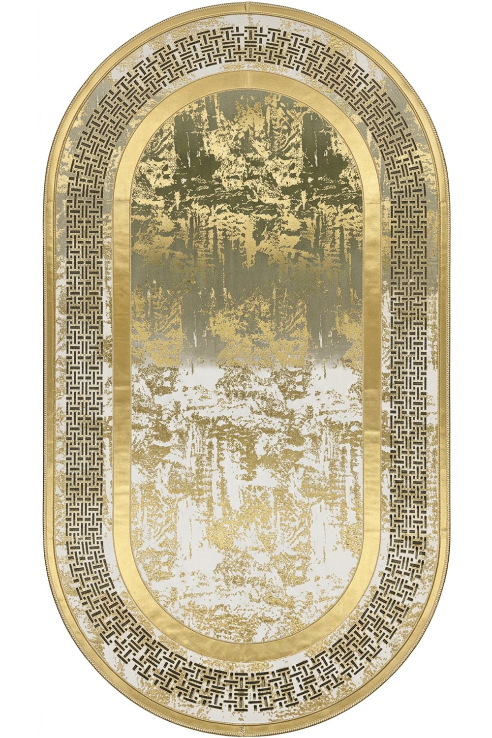 Gold Diamond Deri Efektli Modern Oval Halı