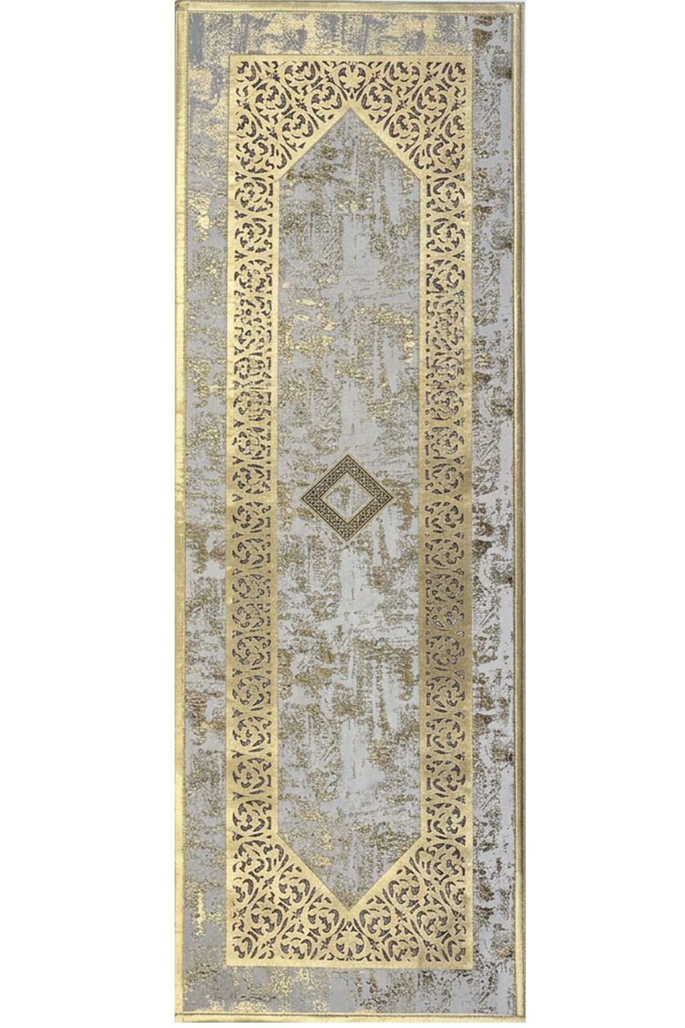 Gold Eskitme Diamond Deri Efektli Modern Halı