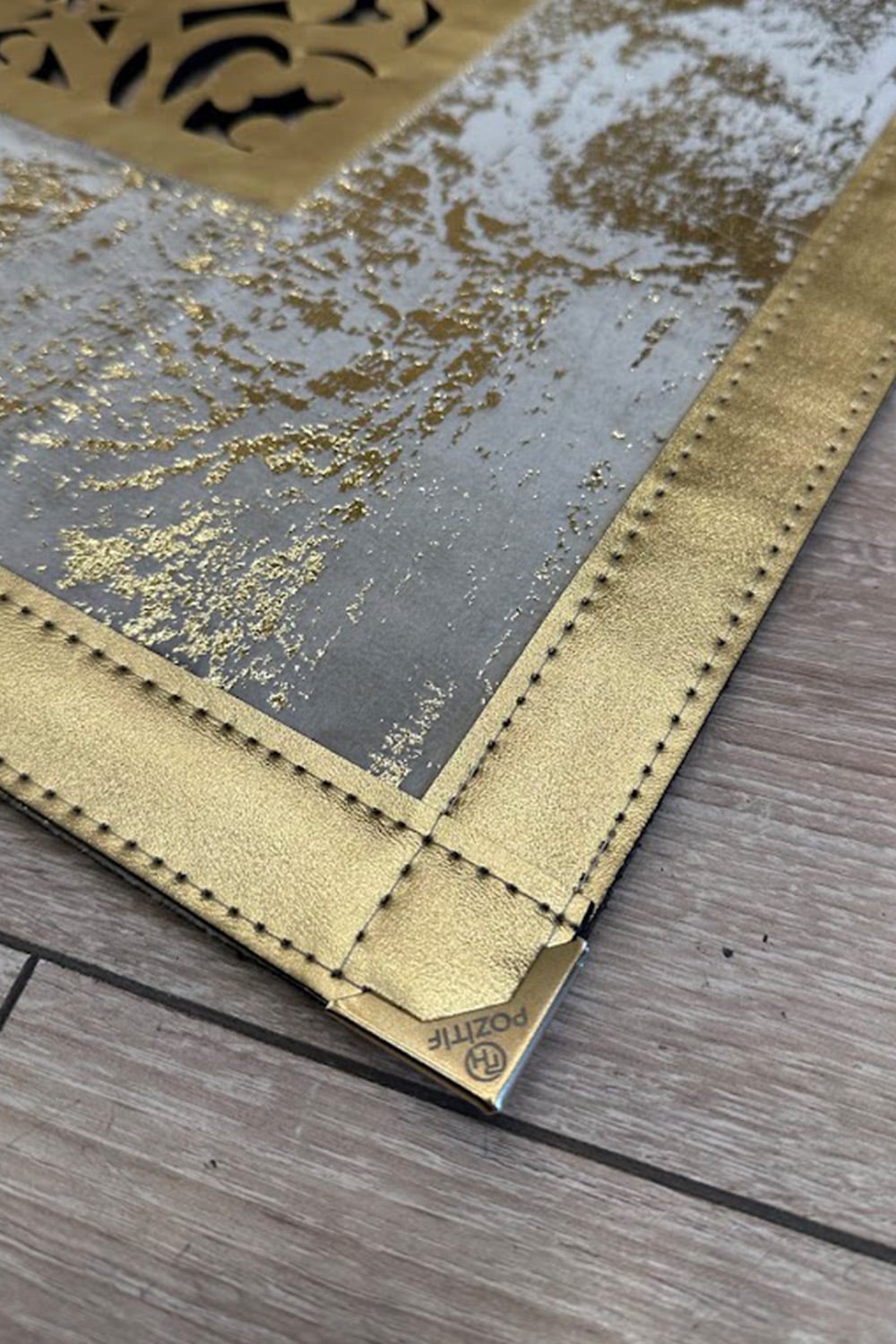 Gold Eskitme Diamond Deri Efektli Modern Halı