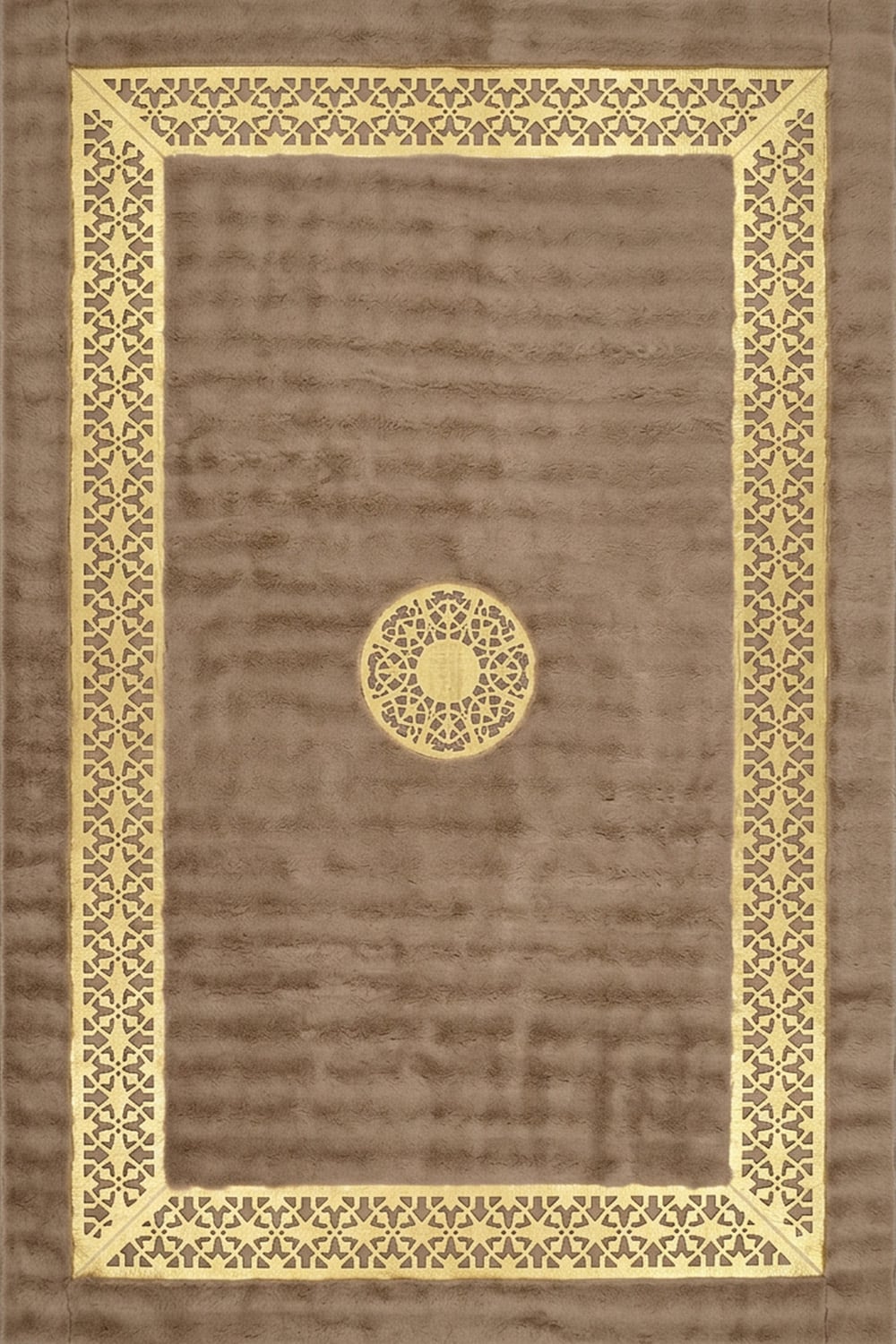 Kahve Gold Şahmeran Ortası Desenli Kadife Yumuşaklığında Tavşan Tüyü Halı