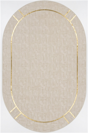 Bej Gold Rono Deri Oval Halı