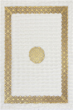 Beyaz Gold Şahmeran Ortası Desenli Kadife Yumuşaklığında Tavşan Tüyü Halı