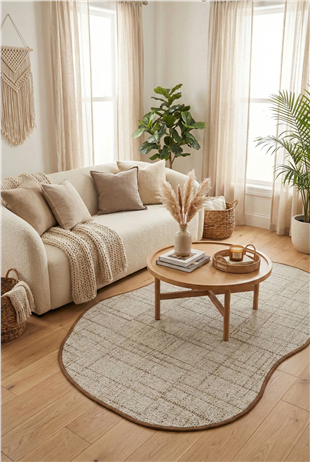 Canvas 3 Look LK01 Cream Cotton Bordure 04 Dark Beige Amorf Sisal Halı