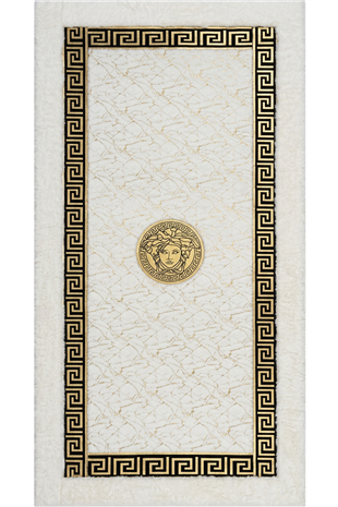 Gold Beyaz Şahmeran Meander Desenli Kadife Yumuşaklığında Tavşan Tüyü Halı